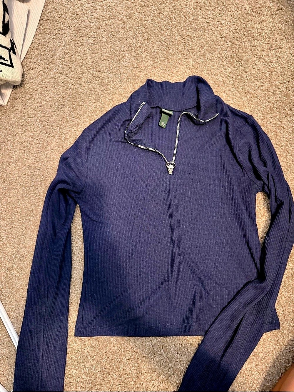 Wild Fable Women's Long Sleeve Quarter Zip Polo Sweater Blue